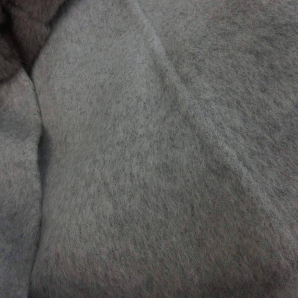  レリアン Leilian ポンチョ カシミヤ ミンクファー 毛皮 グレー M ポンチョ ケープコート ジャケット アウター