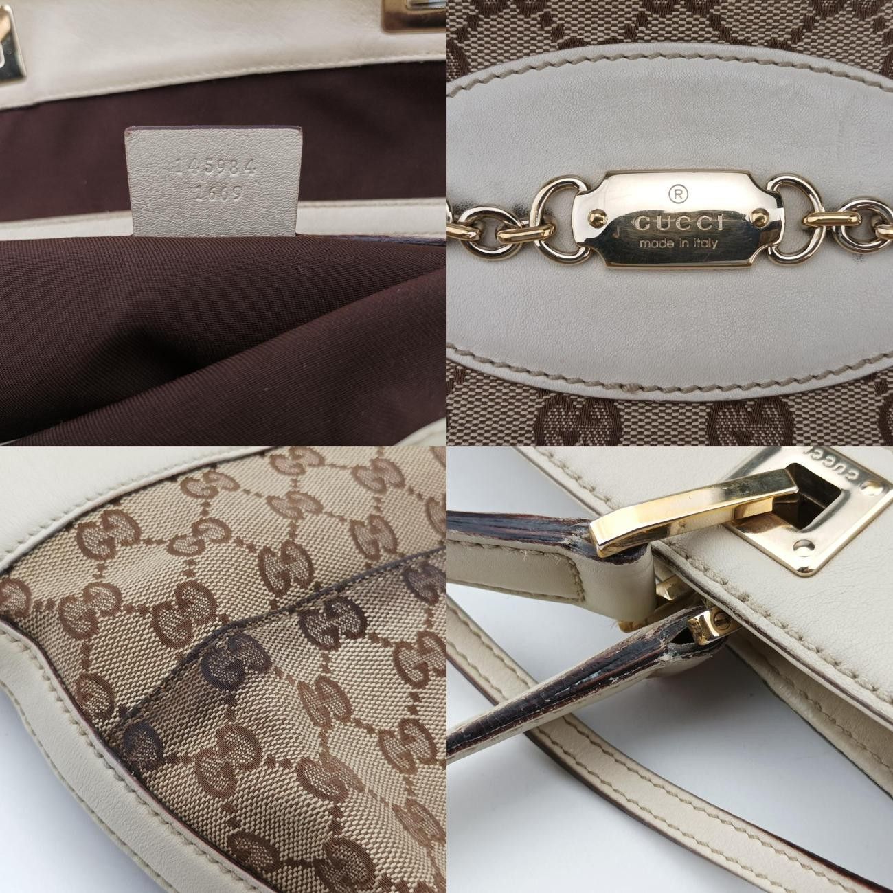 グッチGucciヴィンテージショッピングホワイトファブリック145984