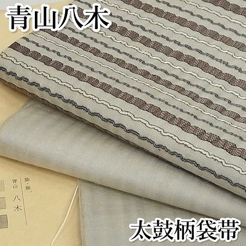 特売イベント 平和屋-こころ店□太鼓柄袋帯 すくい織 花鳥文 正絹 逸品