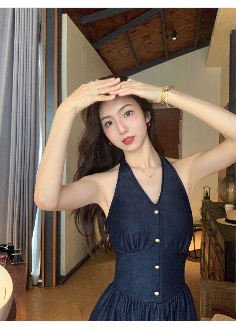 ホルターネックロングワンピース 春モテ服 女子会×デートに最適 NEXPOTALLINN_EU