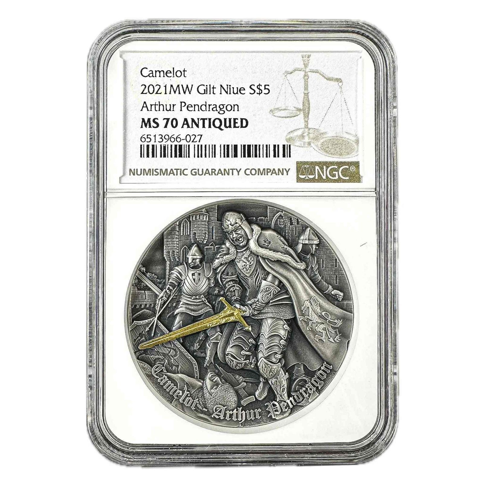2 oz Silver Arthur Pendragon Coin 2021 | Camelot Coin MS70