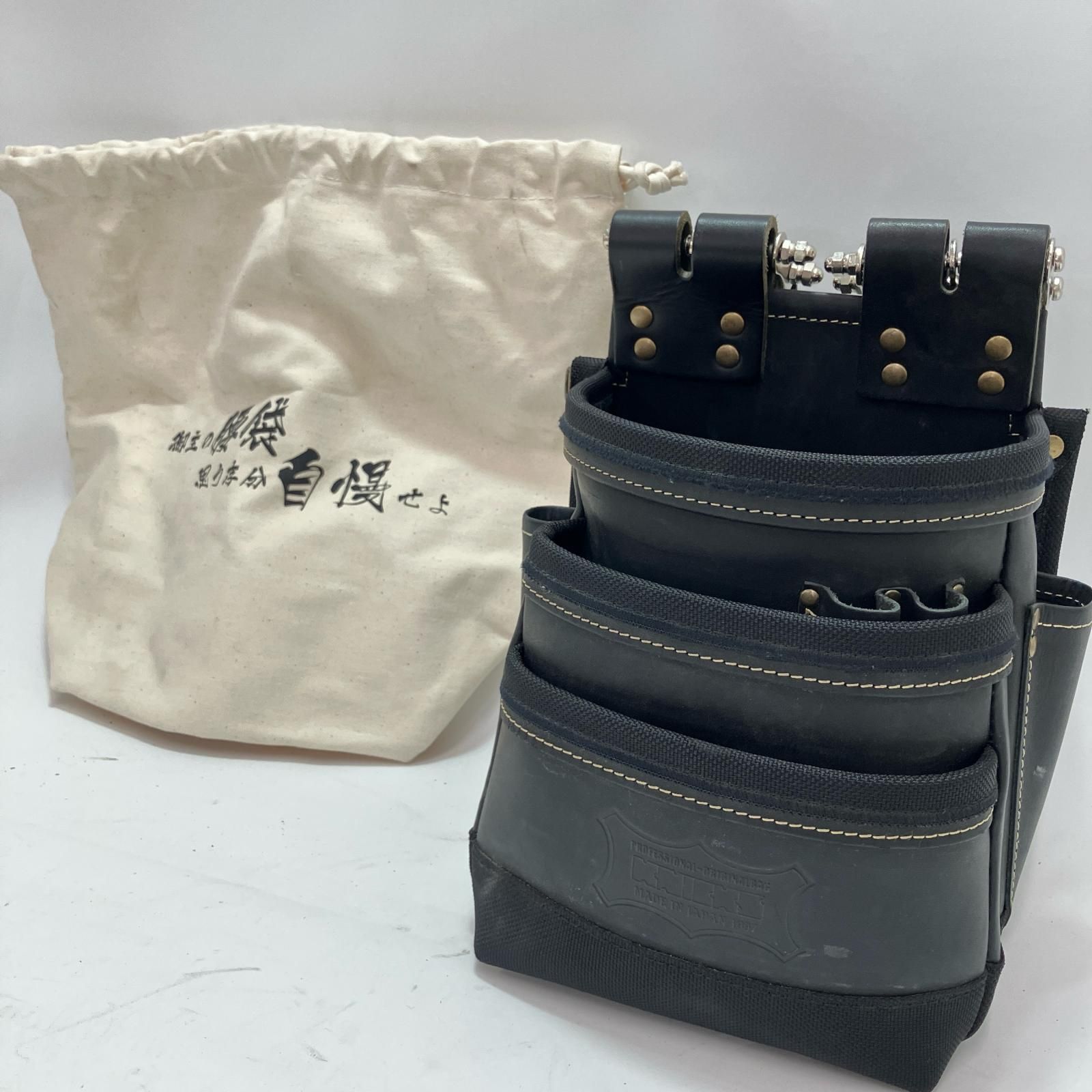 KNICKS ニックス 総ヌメ革3段腰袋 KGB-301 DDX ブラック