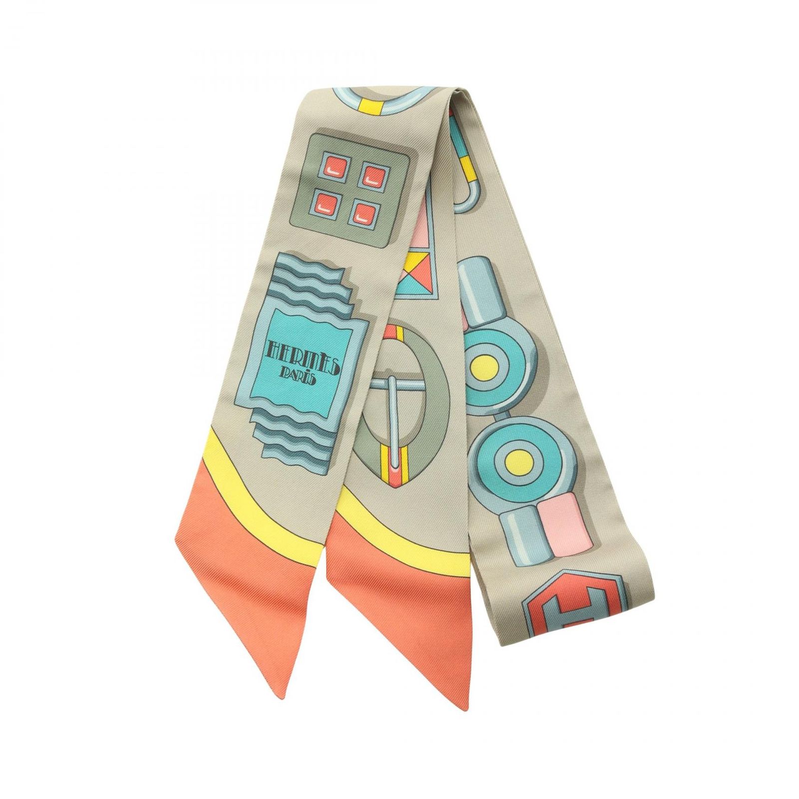 エルメス ツイリー　Carre en Boucles エルメス HERMES スカーフ ツイリー Carre en Boucles グリーン/ピンク