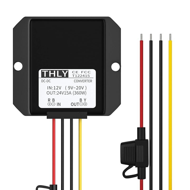 12V?24V dcdc コンバーター 昇圧、トランス 昇圧15A 360W 電源レギュレータヒューズ付き防水、12VレギュレーターゴルフカートLEDライトモータートラック車両ボートなど（DC9-20V入力を受け入れる）