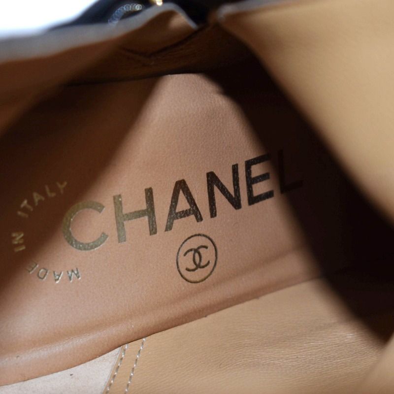シャネル CHANEL ニーハイブーツ ラウンドトゥ チャンキーヒール