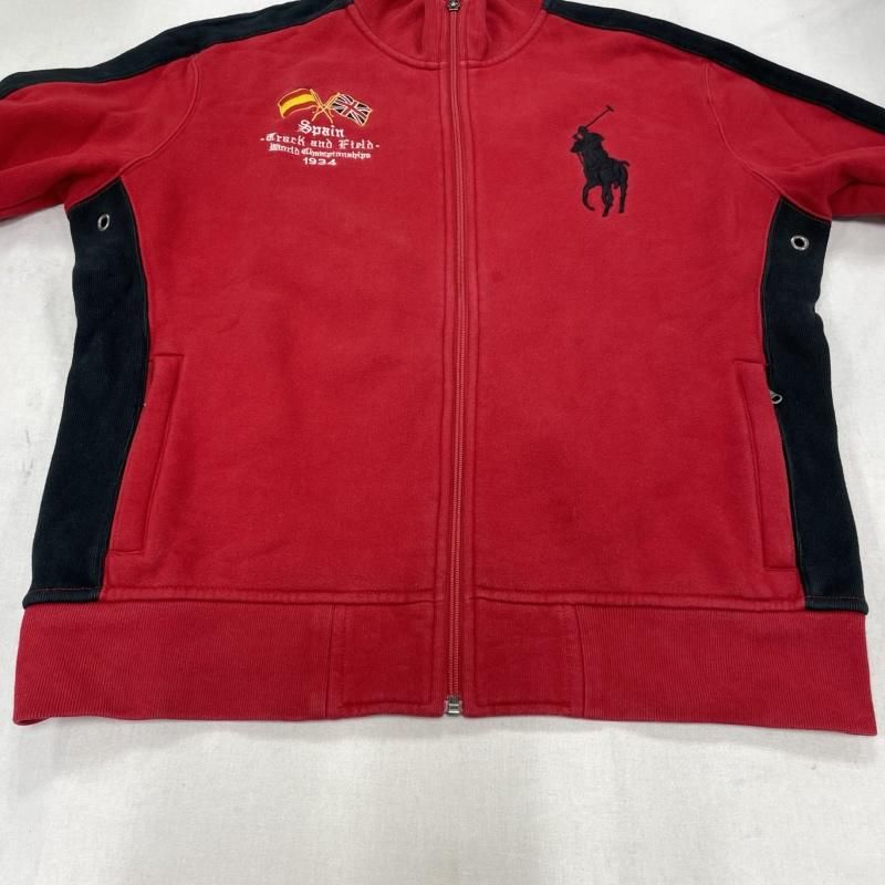 ポロバイラルフローレン】ブルゾン フード 赤 ロゴ ポニー刺繍 XL