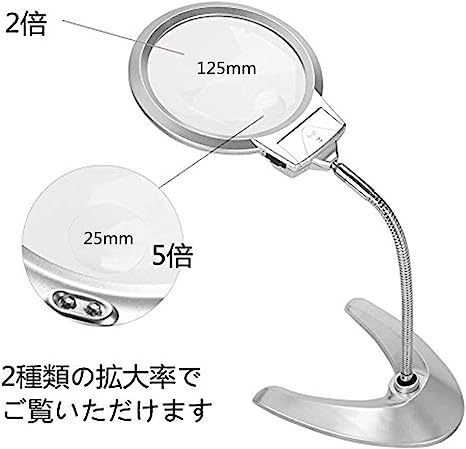 ルーペ ライト付き 携帯 スタンドルーペ 5倍/2倍 拡大ルーペ 読書