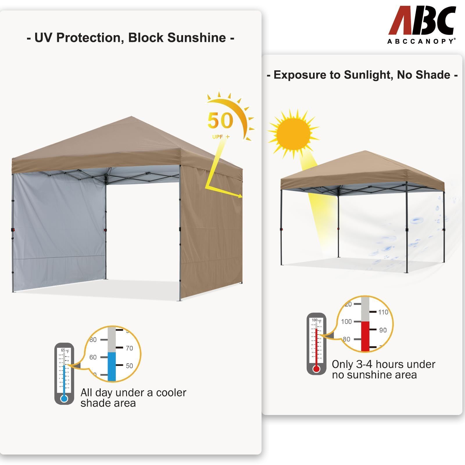 ABCCANOPY タープテント ワンタッチ サイドシート2枚付き センターロック 3m/2.5m/2m 香
