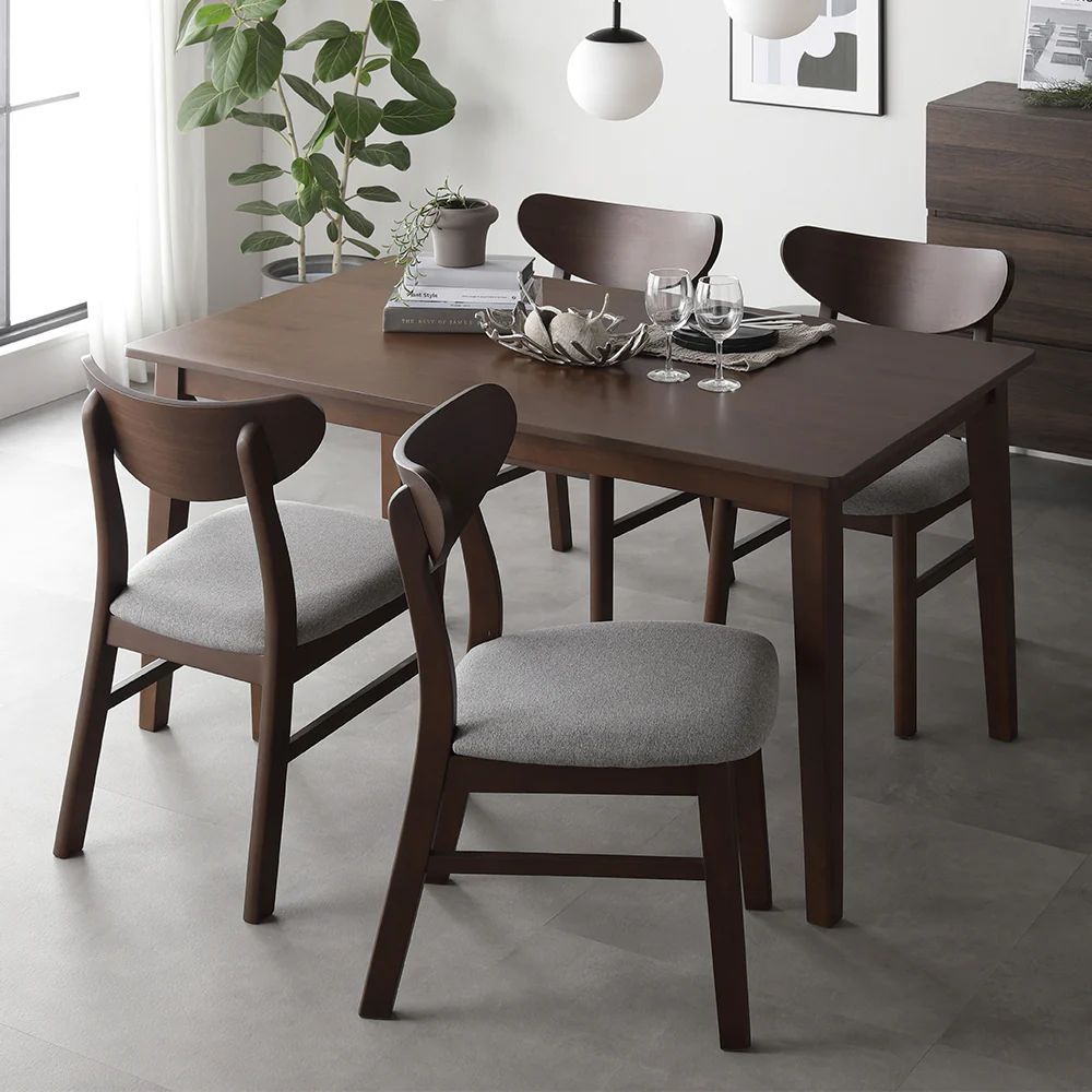 北欧家具 天然木のぬくもり ダイニングテーブル 5点セット（テーブル135cm幅＋チェア4脚）２色選び