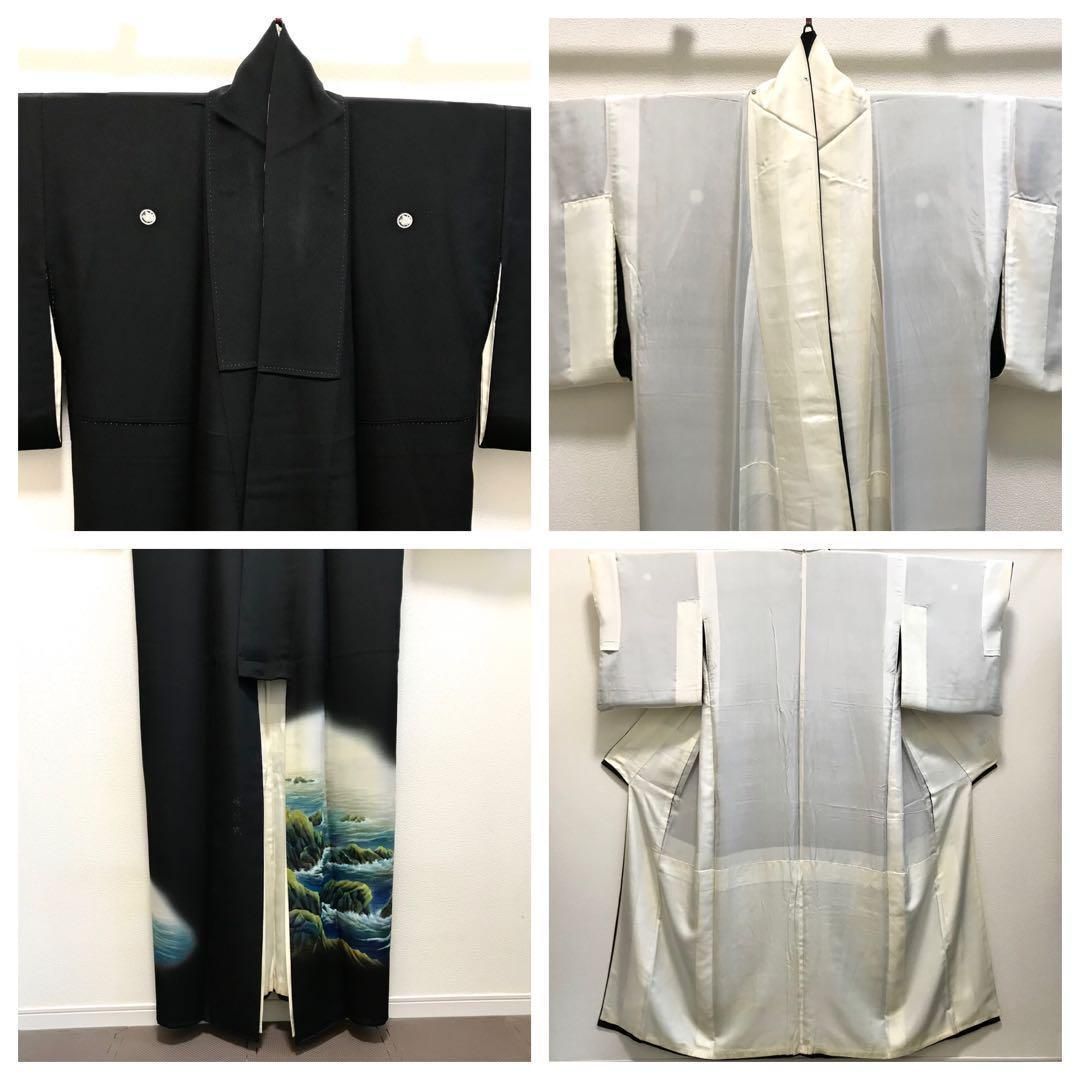 留袖]黒留袖 美品 正絹 五つ紋 比翼 笠原祥永 蝋彩染 京友禅 五つ紋 