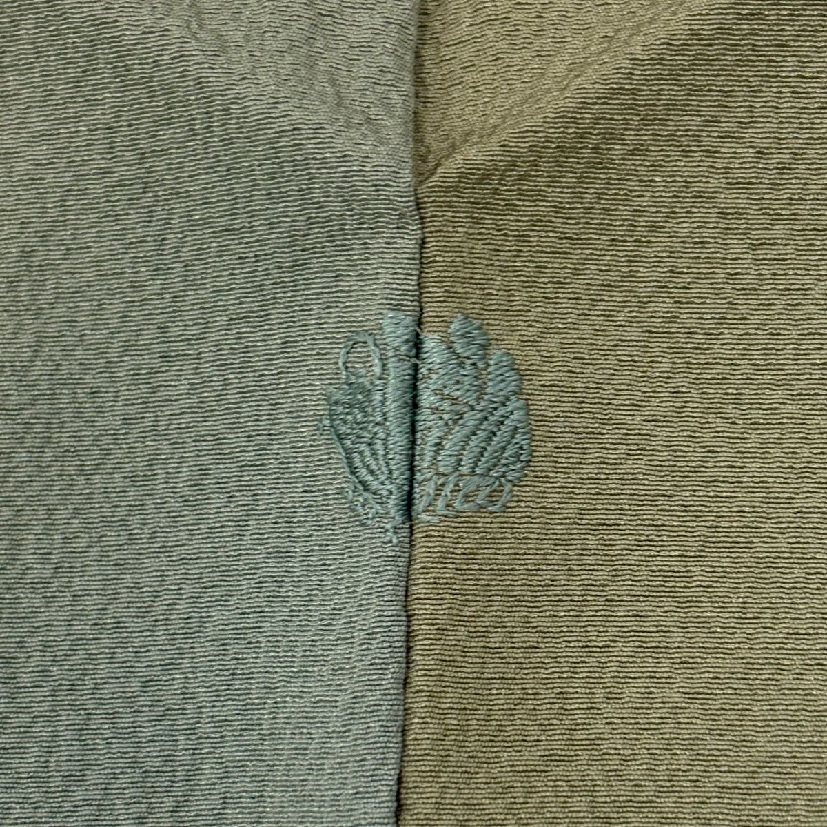 スピ買□名品 美品 小紋 薄緑 ぼかし染め 斉藤三才 正絹 袷（10