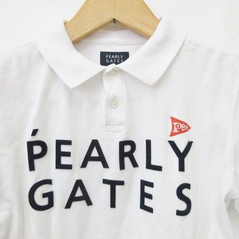 パーリーゲイツ　エンブレムロゴポロシャツ　サイズ2　ホワイト　美品　ゴルフウェア PEARLY GATES 【PREMIUM SALE 40%OFF】PEARLY パーリーゲイツ