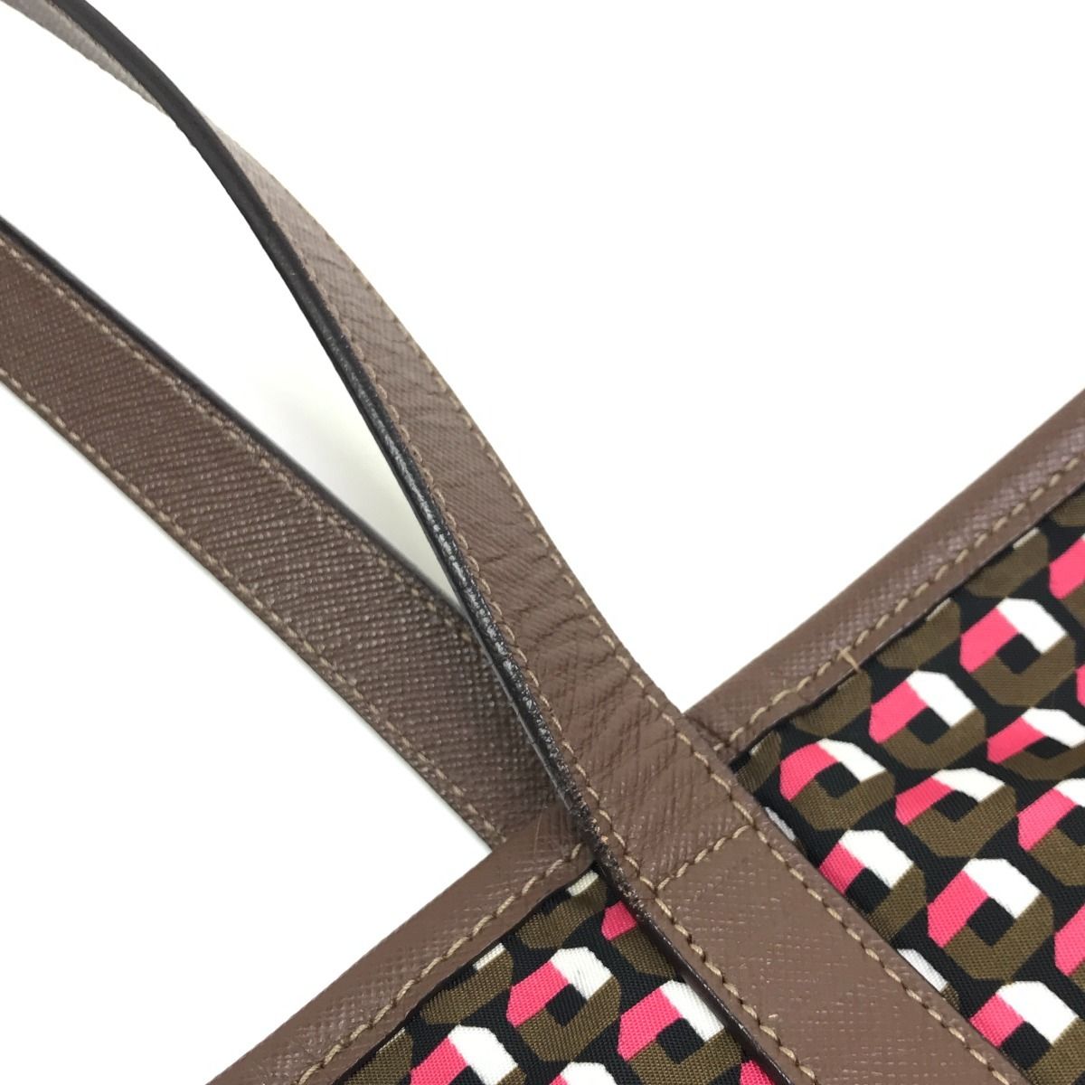 PRADA プラダ トートバッグ ショルダーストラップ 使用感有 ナイロン B4001T レッド×ブラウン DECORATOM_COM_BR