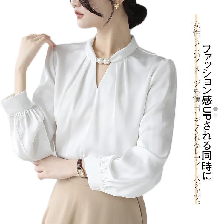 カジュアル 長袖 シフォン フォーマル とろみシャツ ブラウス 春