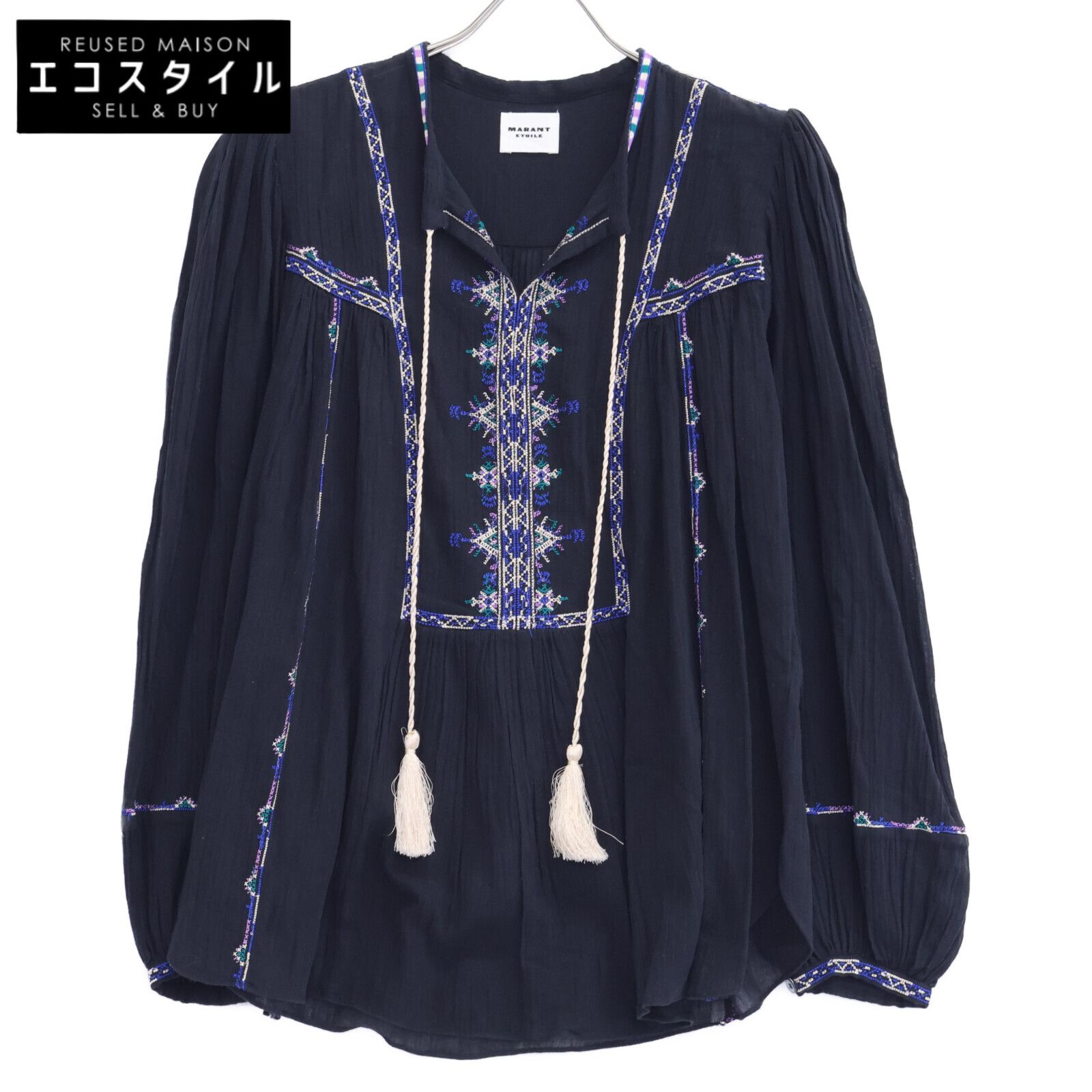 ISABEL MARANT ETOILE イザベル マラン エトワール 24SS ﾌﾞﾗｯｸ HT0371FA ｼﾚｷｱ ﾌﾞﾗｳｽ 36