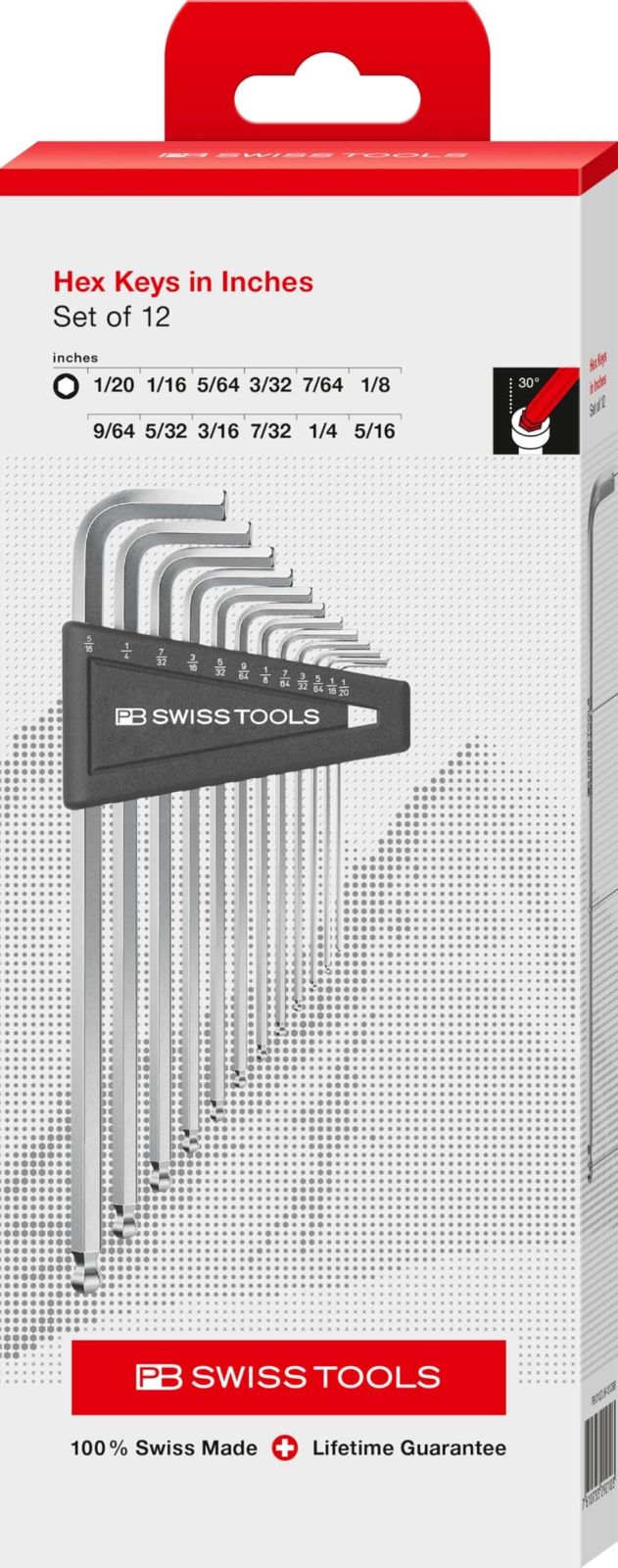 2営業日で発送 PBスイスツールズ社 212Z.LH-12CBB ボール付六角棒レンチセット インチサイズ 212Z.LH-12CBB