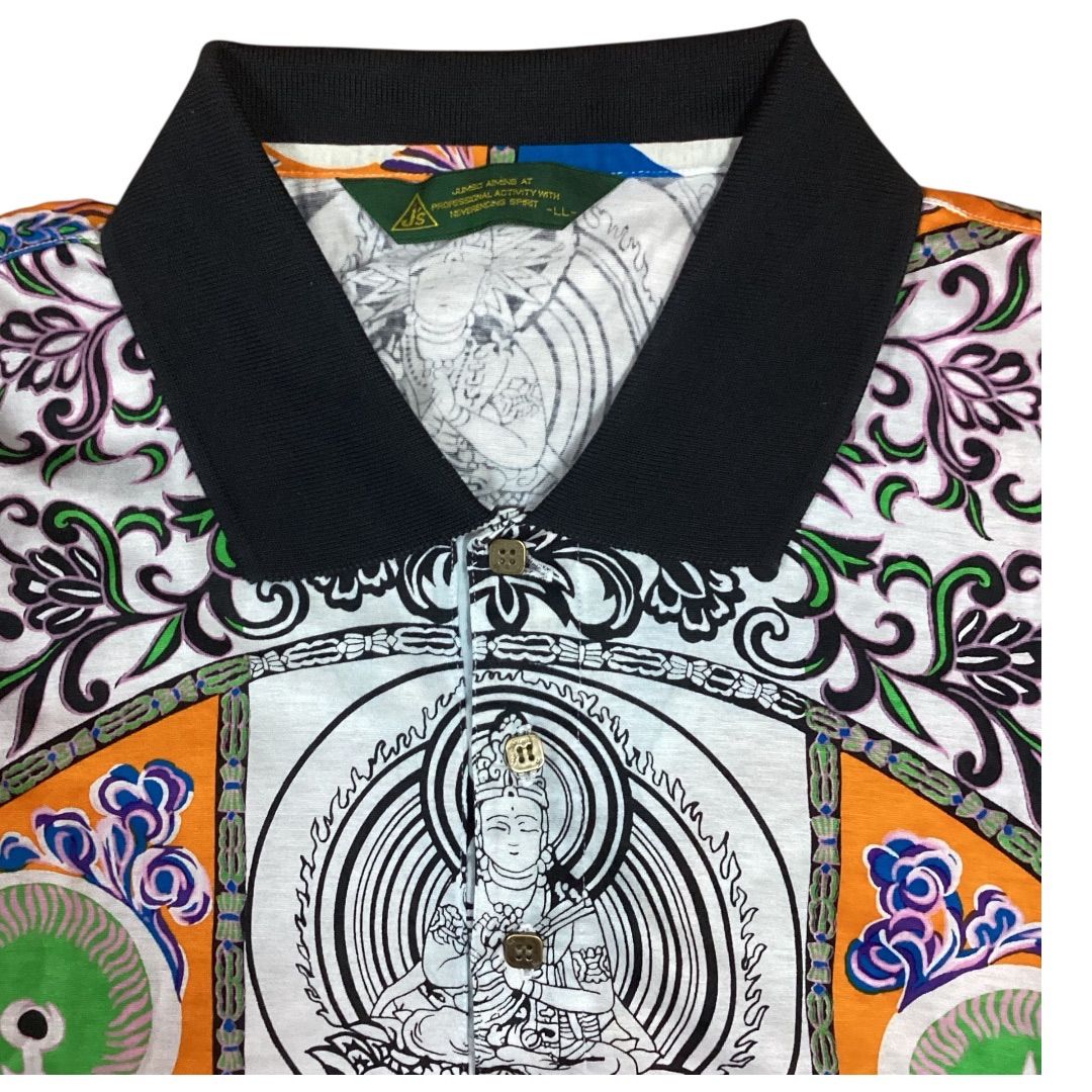 【新品】J´ｓジャンボ尾崎モデル　ポロシャツ　ＬＬ ジャンボ尾崎 J&S ポロシャツ LL 仏像モチーフ／派手柄 ゴルフウェア