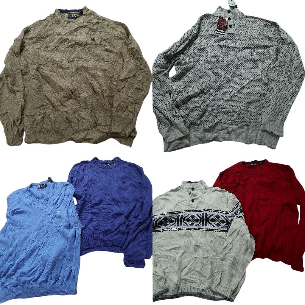 古着卸 まとめ売り チャップス セーター 6枚セット (メンズ 2XL ) デザイン系 ワンポイントロゴ 柄ニット ヘンリーネック ベスト MW5489