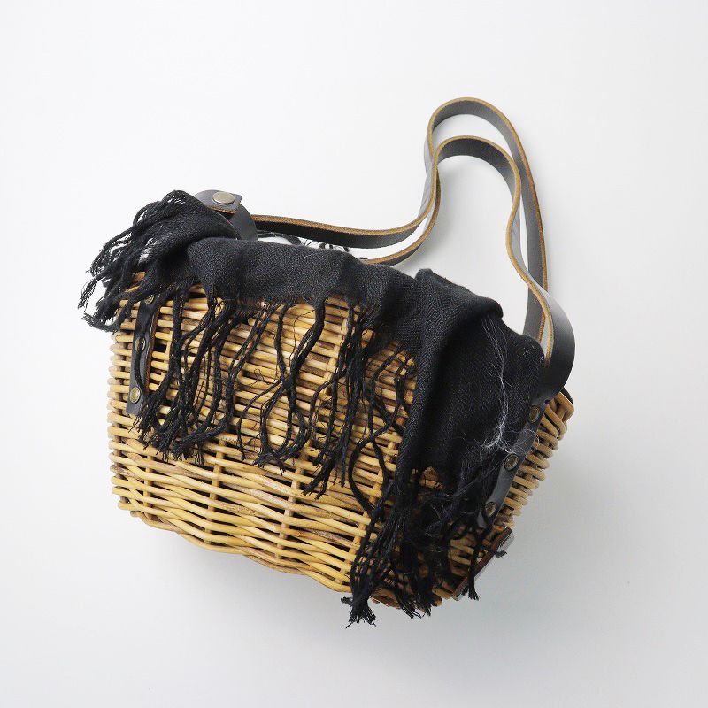 エバゴス 紅籐×レザー リネン被せ ebagos エバゴス レザーポケット付き