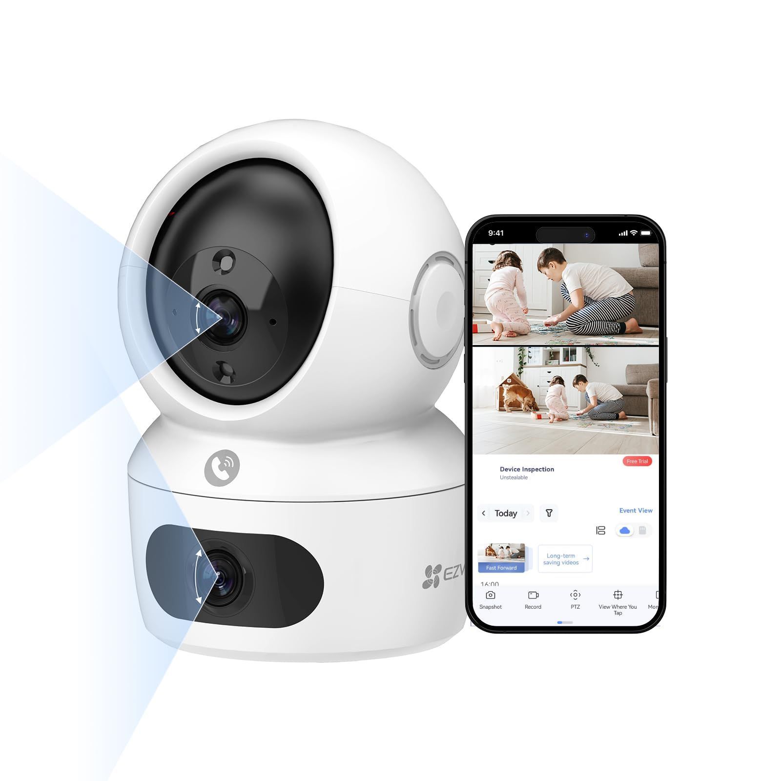 新着商品 EZVIZ H7c みまもりカメラ 防犯カメラ 4MP デュアルレンズ AI自動追尾 360度パンチルト スターライト暗視10m Alexa対応 3年 日本仕様