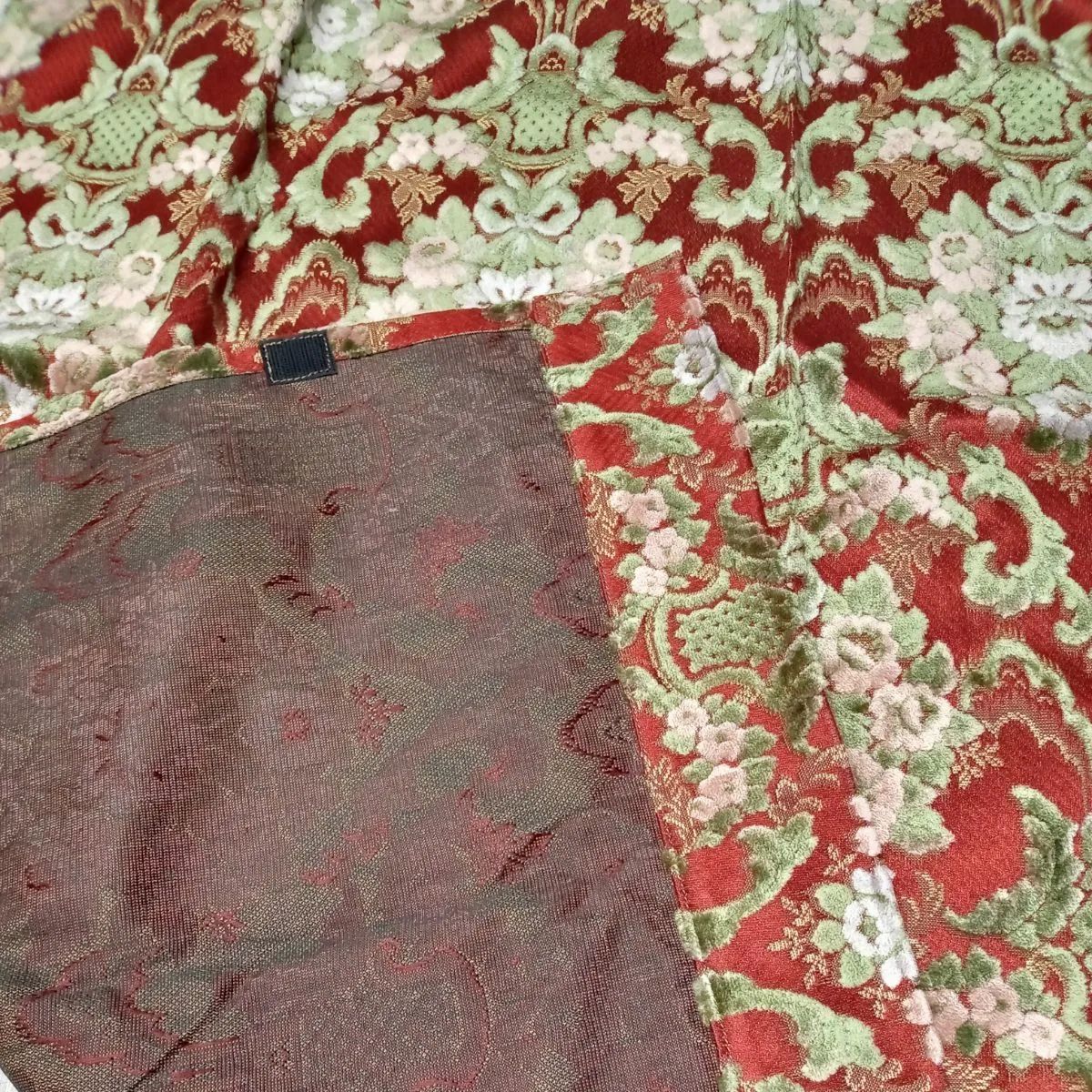 センターカーテン 花籠ワイン色 金華山花かごワイン色センター