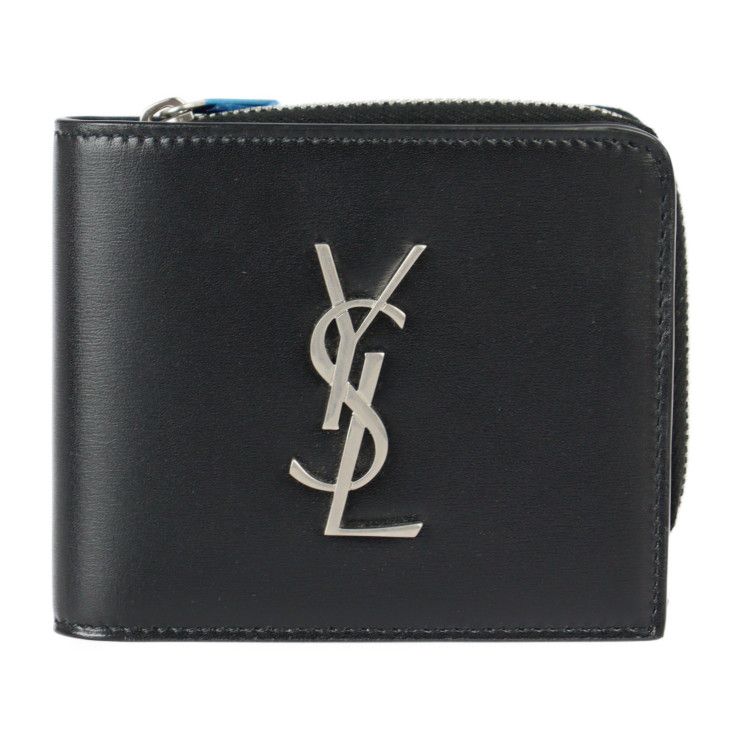 極美品■サンローラン イーストウエスト 折り財布 YSL カーフレザー ブラック 極美品□サンローラン イーストウエスト 折り財布 YSL カーフ