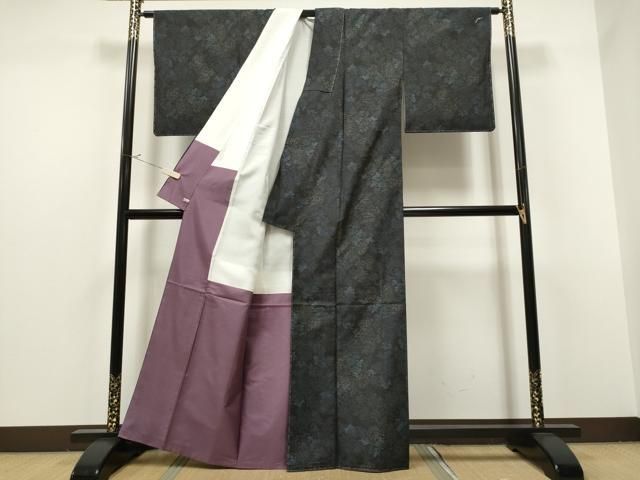平和屋着物○本場大島紬 泥染め 枝花文 さが美扱い 証紙付き 正絹 逸品