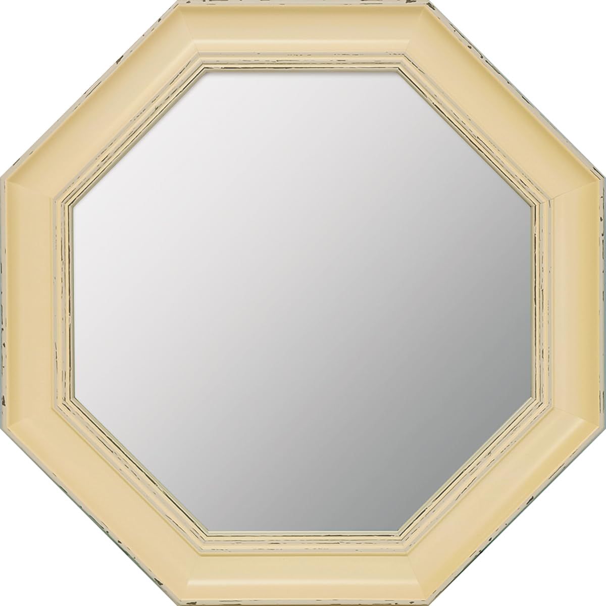KM-06002 アイボリー 壁掛け用 八角ミラー ヴィンテージ風 ユーパワー