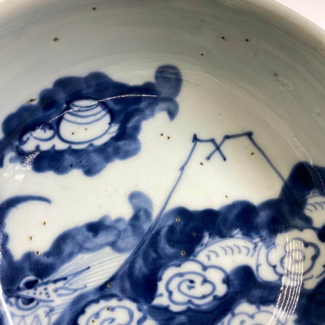 江戸後期 古伊万里 龍図鉢7客 蓋無木箱付 直径約16㎝ 東Y6-0705① 江戸