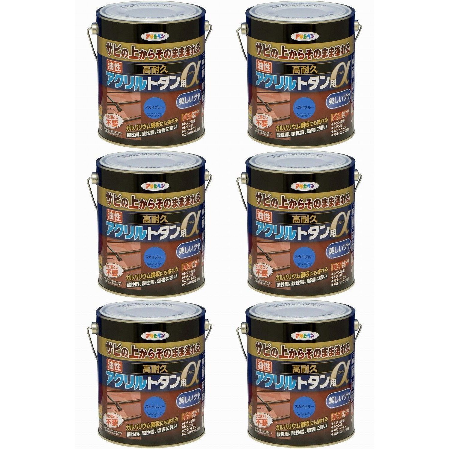 アサヒペン 油性高耐久アクリルトタンα 6KG スカイブルー 塗料 塗装 養生 内装 土木 建築資材 アサヒペン 油性高耐久アクリルトタン用α 塗料 6kg スカイブルー