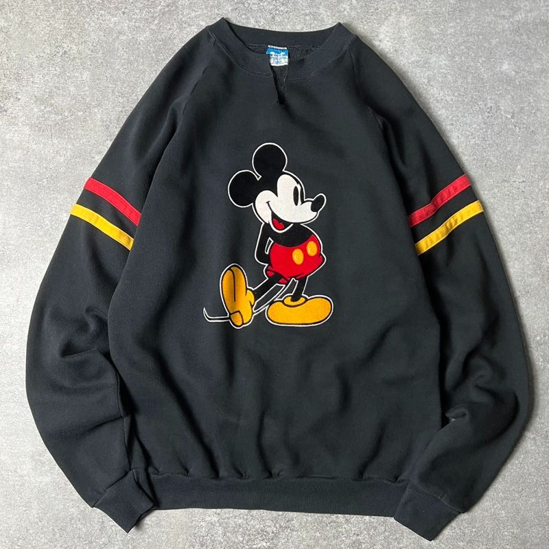 80s ディズニーオフィシャルミッキーフロッキースウェット トレーナーUSA製 80s USA製 ディズニー オフィシャル ミッキー フロッキー プリント