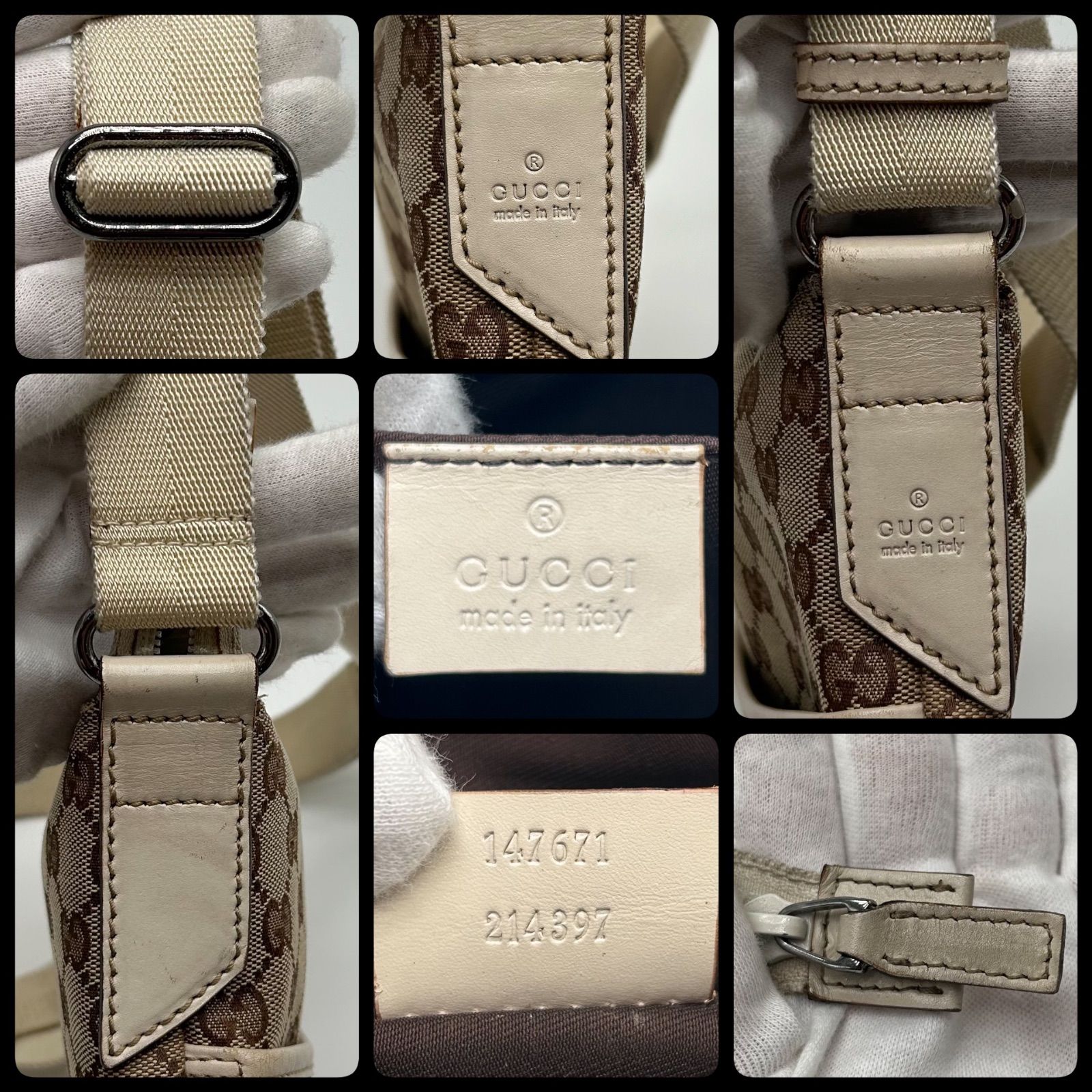 美品 GUCCI グッチ ショルダーバッグ GG キャンバス パンチング 斜 