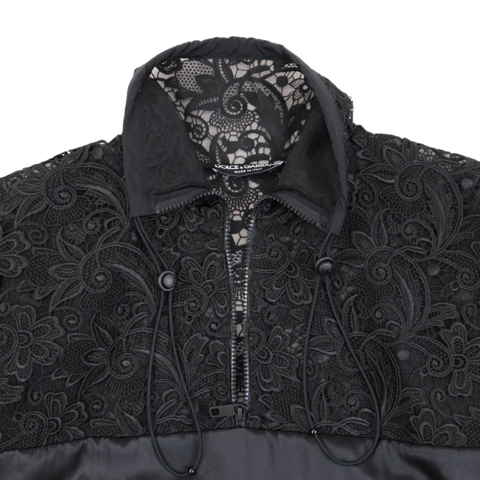 【Dolce&Gabbana】ブルゾン ブラック レースアップ ショート丈 美品 ドルチェアンドガッバーナ レース切替 アノラック ハーフ
