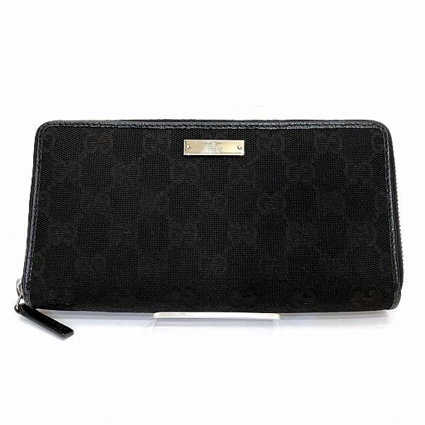 グッチ GUCCI GGキャンバス 307980 ラウンドファスナー ブラック 長財布 レディース