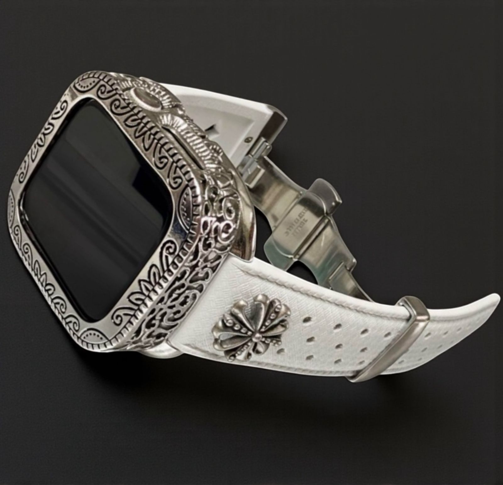 AppleWatchカスタム フッ素ラバー バンド 彫刻カバー ケース アップルウォッチ用 ベルト 44 45 46 49 SE Ultra 104