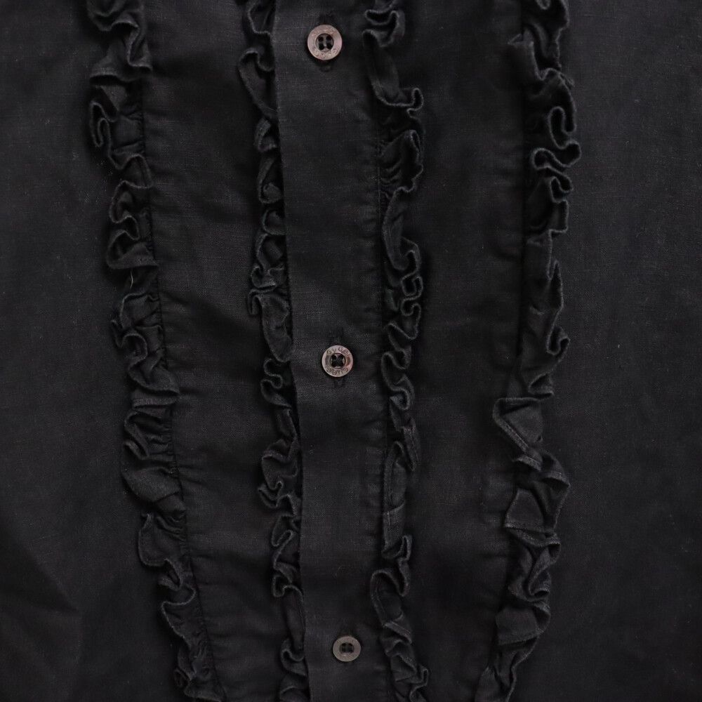 GUCCI - GUCCI グッチ フロントフリルデザイン長袖シャツ ブラック 303-0624-6332 GUCCI (グッチ) フロントフリルデザイン長袖シャツ ブラック 303