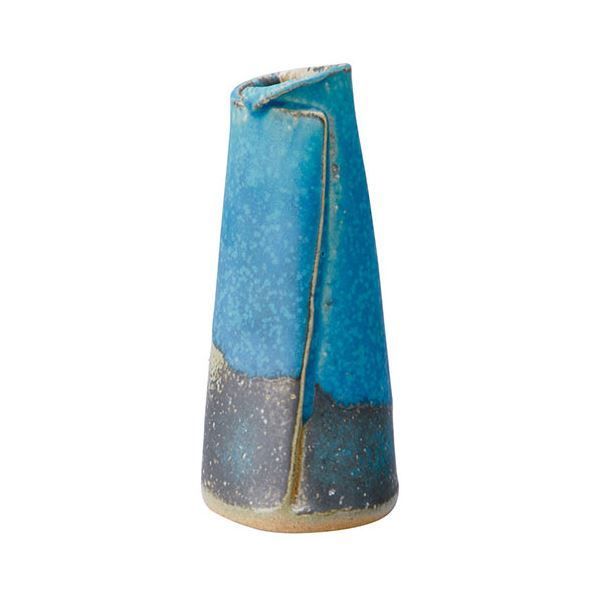  信楽焼 トルコブルー花入 G5-3811手作り陶器 6×7.5×15cm K50208116 花瓶・花器・フラワーベース