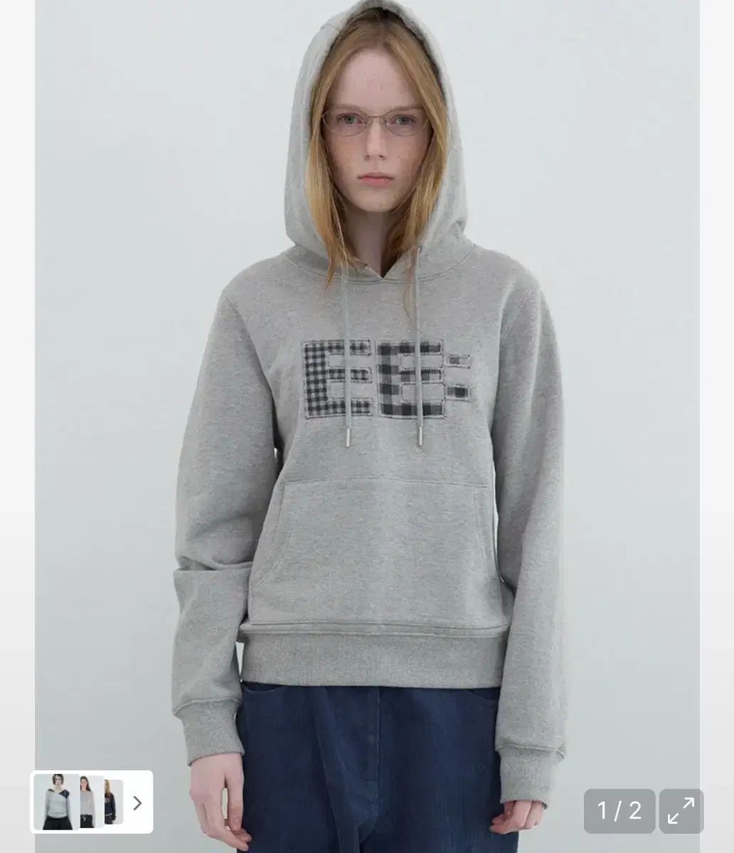 ENZO BLUES エンゾーブルース px ロゴ フーディー フード付きTシャツ グレー