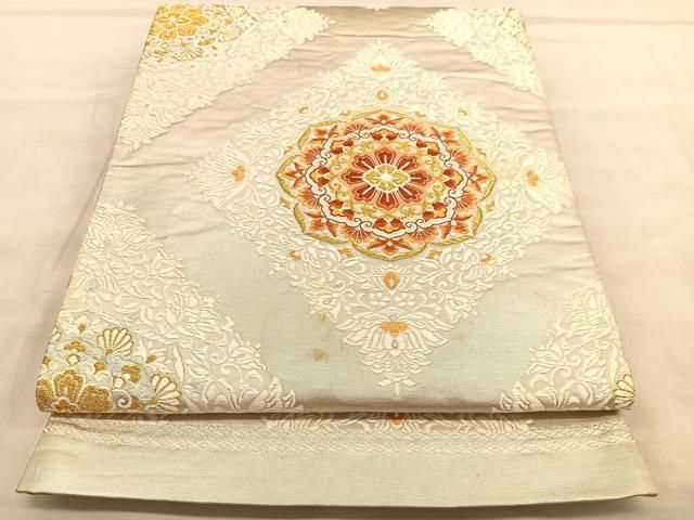平和屋着物◎六通柄袋帯 唐織 花菱文 金銀糸 正絹 逸品