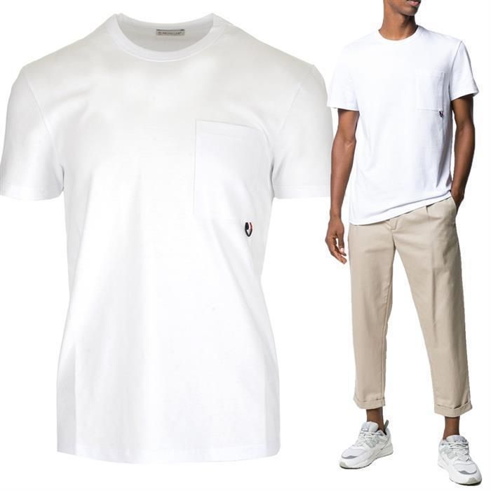 サイズL■新品 本物■モンクレール 半袖 ポケット付きTシャツ ホワイト メンズモンクレール