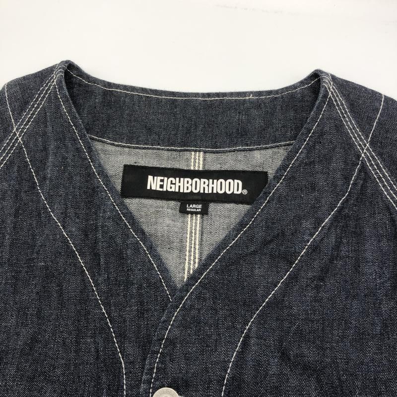 中古】NEIGHBORHOOD ノーカラー デニムジャケット L ブラック