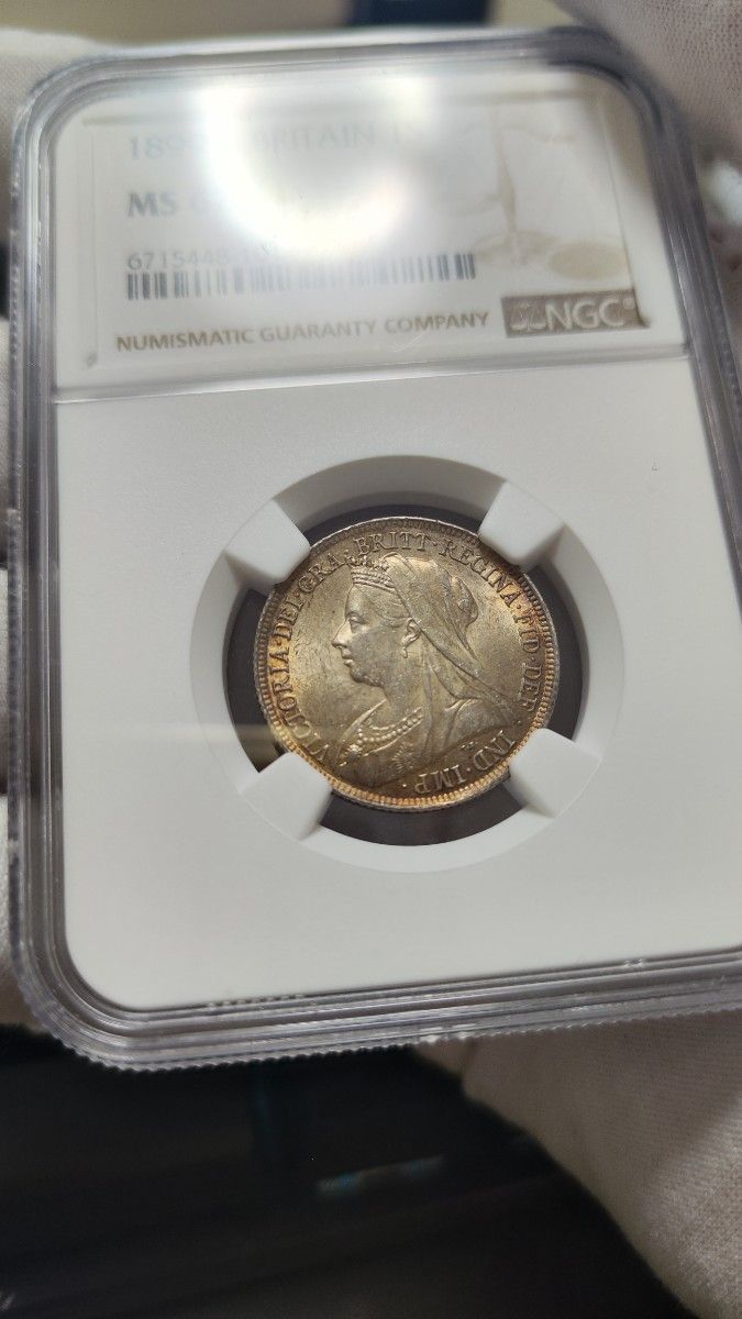 トーン出現 】NGC 1899 イギリス 1シリング銀貨 ヴィクトリア女王 MS62