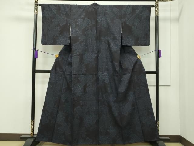 平和屋本店□極上 男性 本場結城紬 重要無形文化財 キングサイズ 80亀甲 