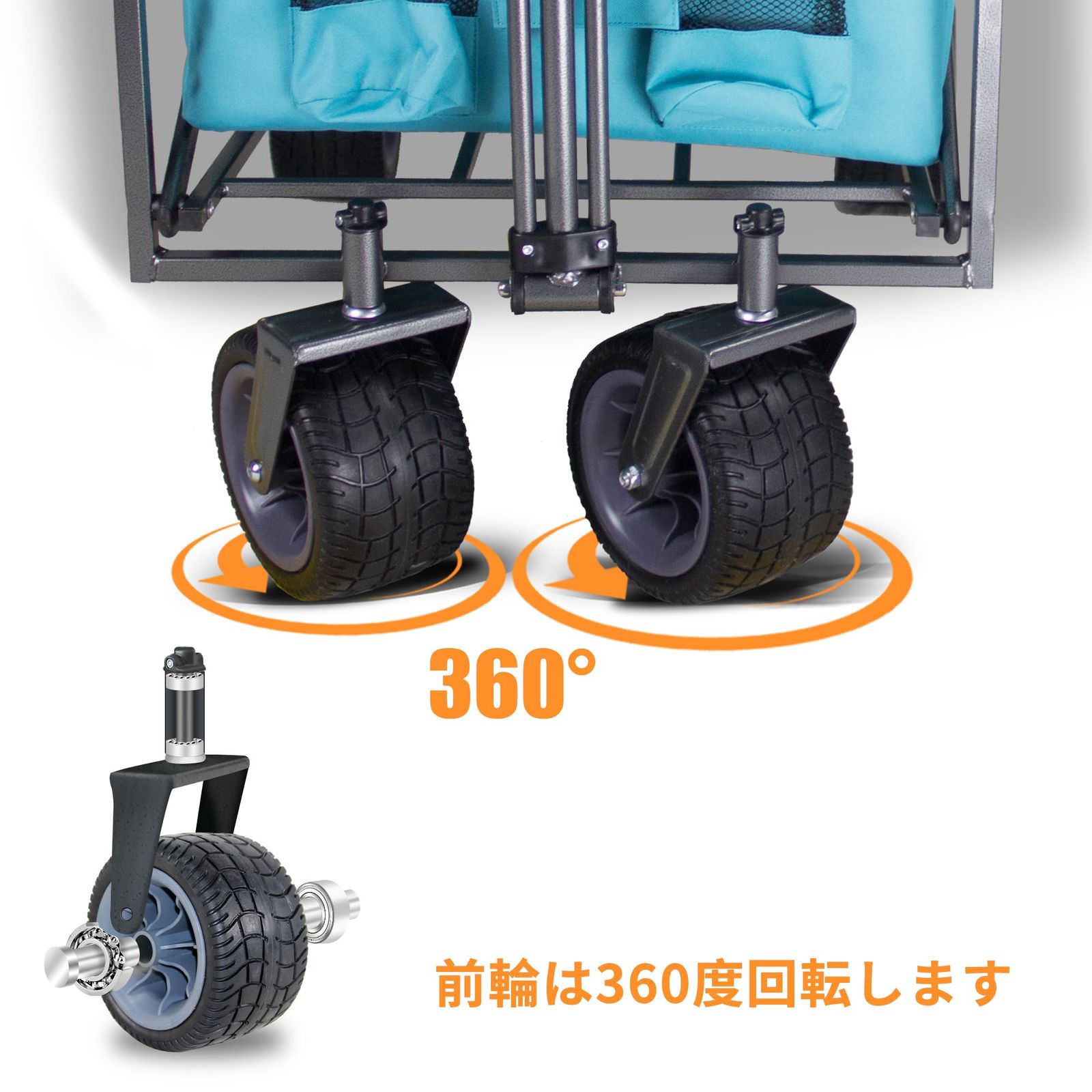 ＴＭＺ アウトドア用キャリーカート 折りたたみ式 アウトドアワゴン 屋根付き 大容量 耐荷重120kg 組み立て不要 ワイルド マルチキャリー スカイブルー グレー OLIVEOS_COM_TR