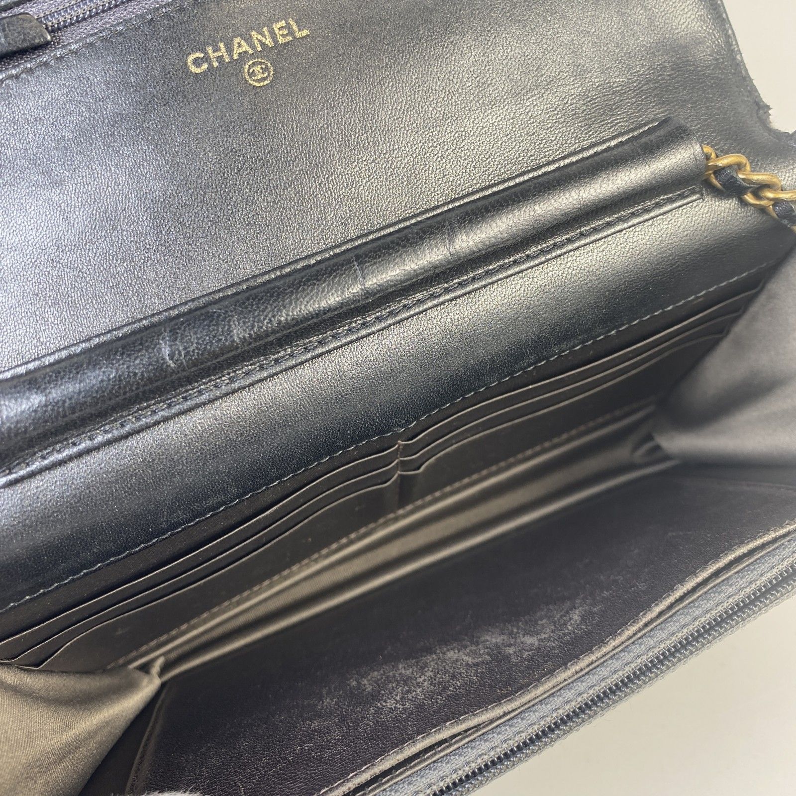 CHANEL シャネル カメリア チェーンウォレット ラムスキン ショルダー 