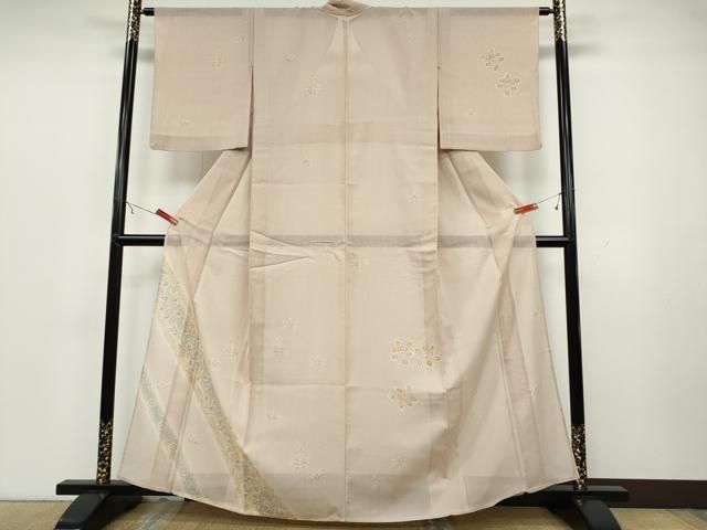 平和屋着物▽上質な紬 単衣 亀甲花文 正絹 逸品 未使用