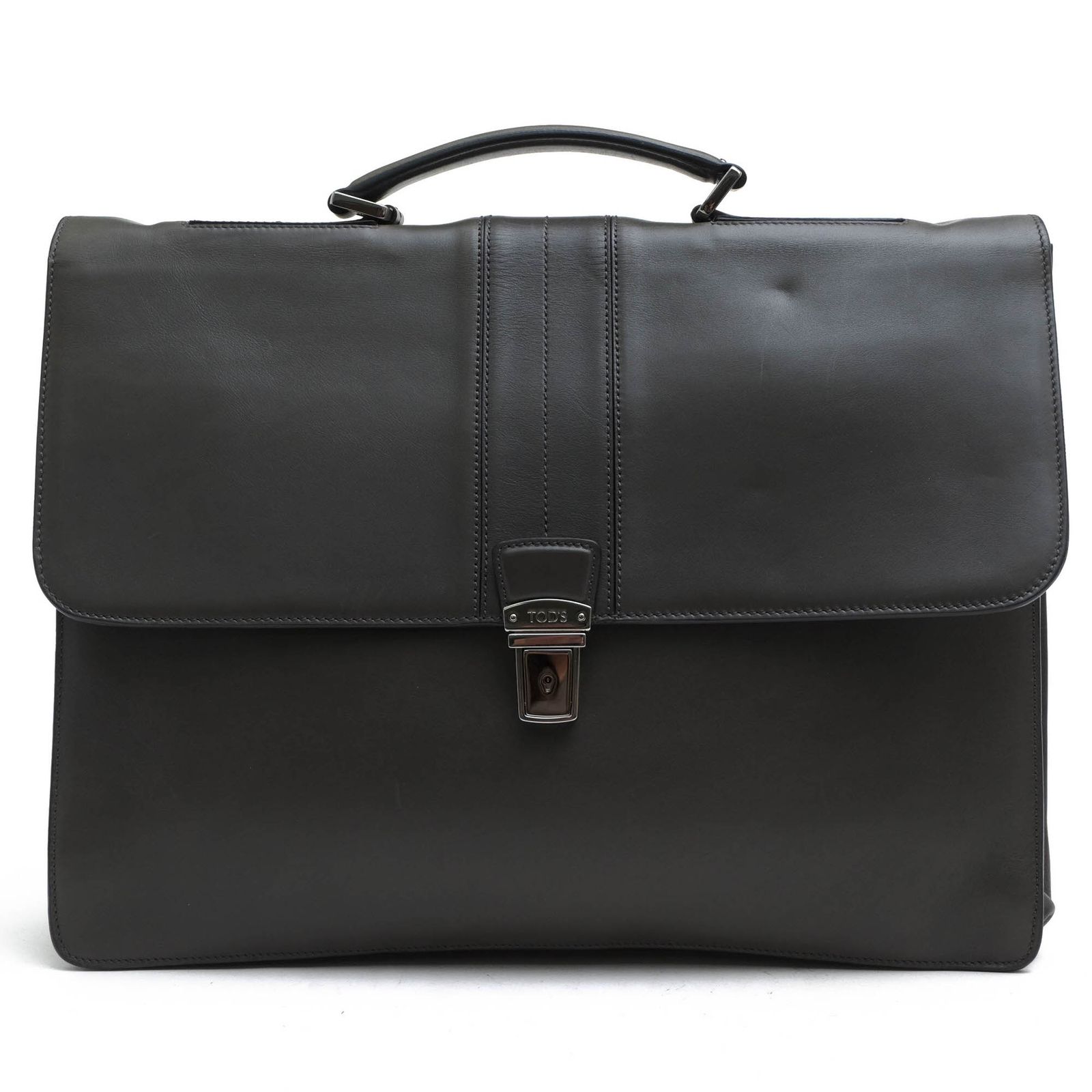 TOD'S グレーレザービジネスバッグ Woman グレー レザー ビジネス カード ケース