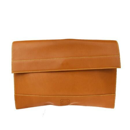 【中古】 美品 ロエベ LOEWE クラッチバッグ ブリーフケース 書類かばん ブラウン フルレザー 04BS343