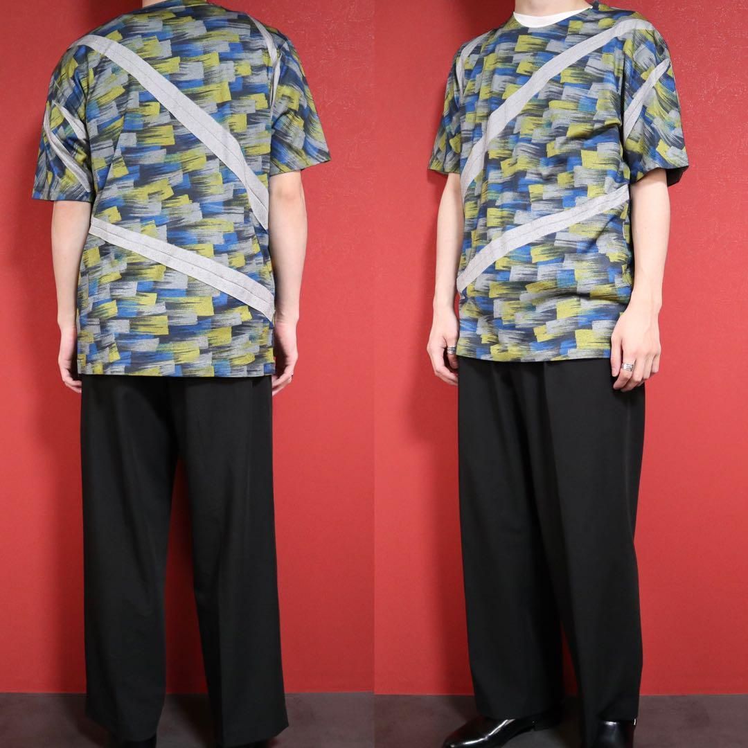 極美品】ISSEY MIYAKE MEN 斜めプリーツ 総柄デザインTシャツ - メルカリ