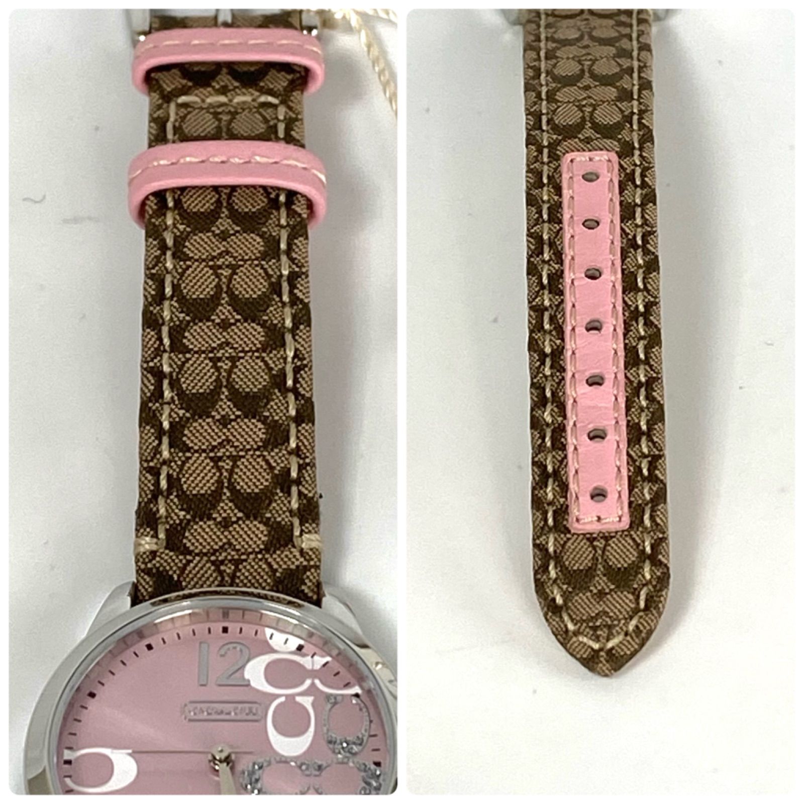 コーチ　COACH　腕時計　クォーツ　0647　ピンク　シグネチャー　革ベルト